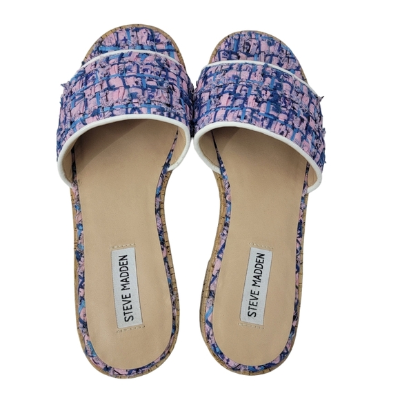 Steve Madden Woman's size 10M in pink and blue slip ons with 1.5" block heel. - Picture 5 of 8